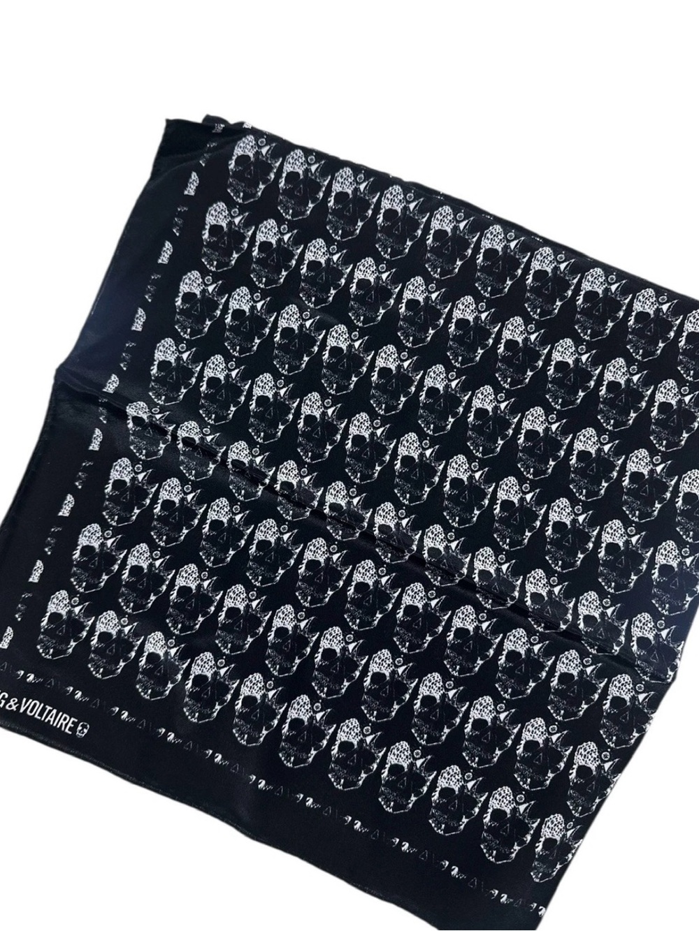 Zadig & Voltaire Ink Skull Silk Scarf Black & White Made in Italy